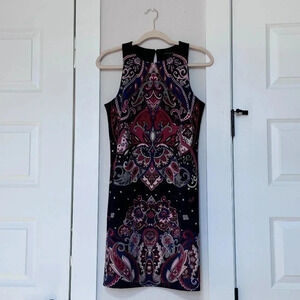 Banana Republic Shift Paisley Dress Boho Preppy Floral Witchy Blue Pink Sz S